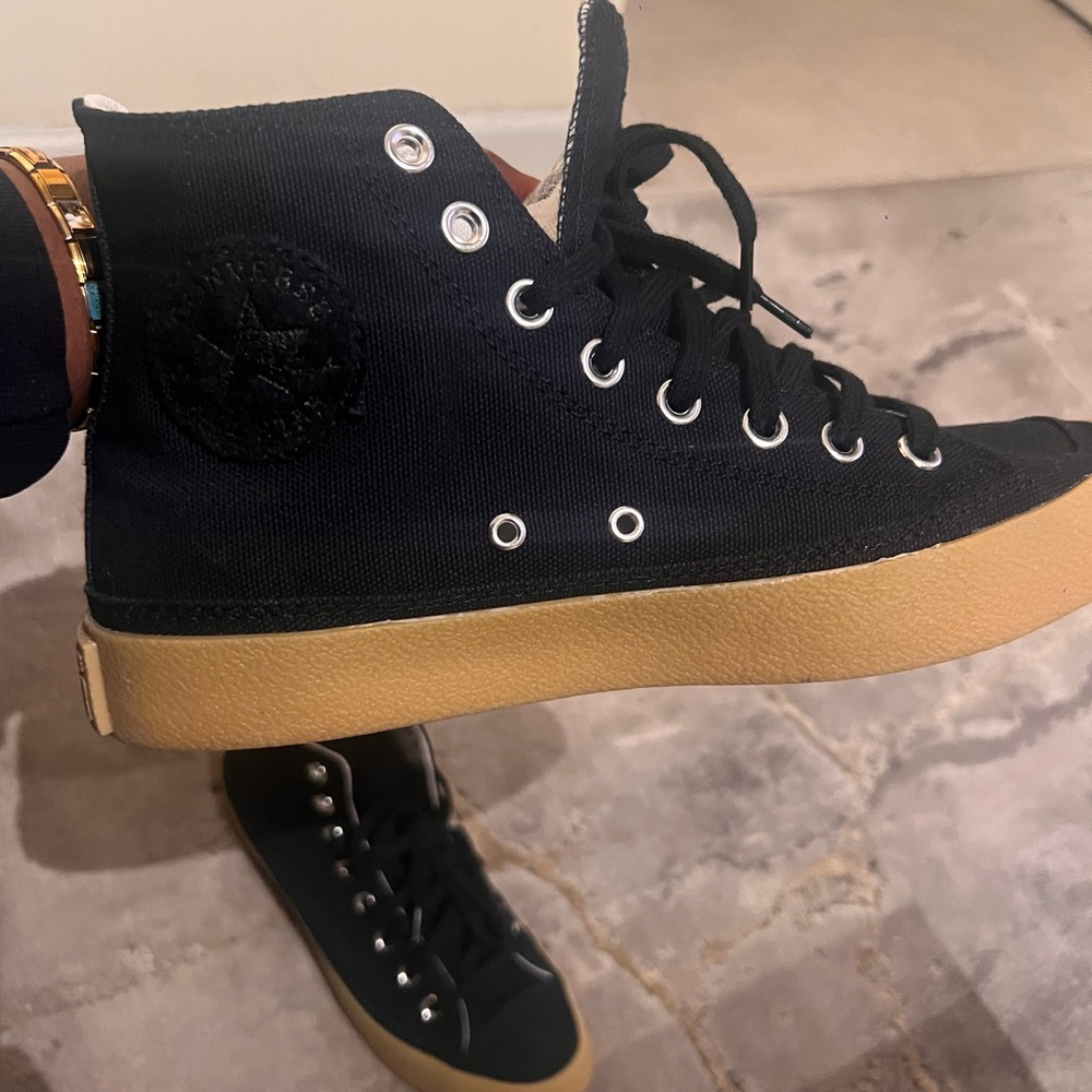 Converse High Top Sneakers in Black with Gum Sole - Picture 6 of 7